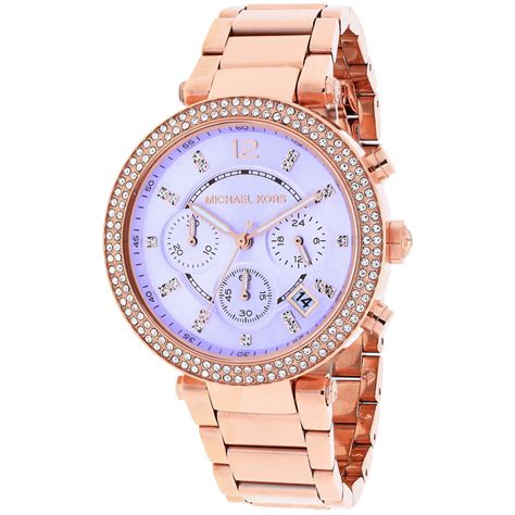 Michael Kors Parker Chronograph Purple Dial Rose Ladies 